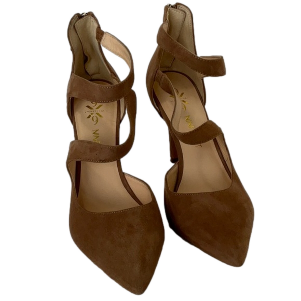 Nine West Florentino Pointed Toe Tan Velvet Sz 9 1/2